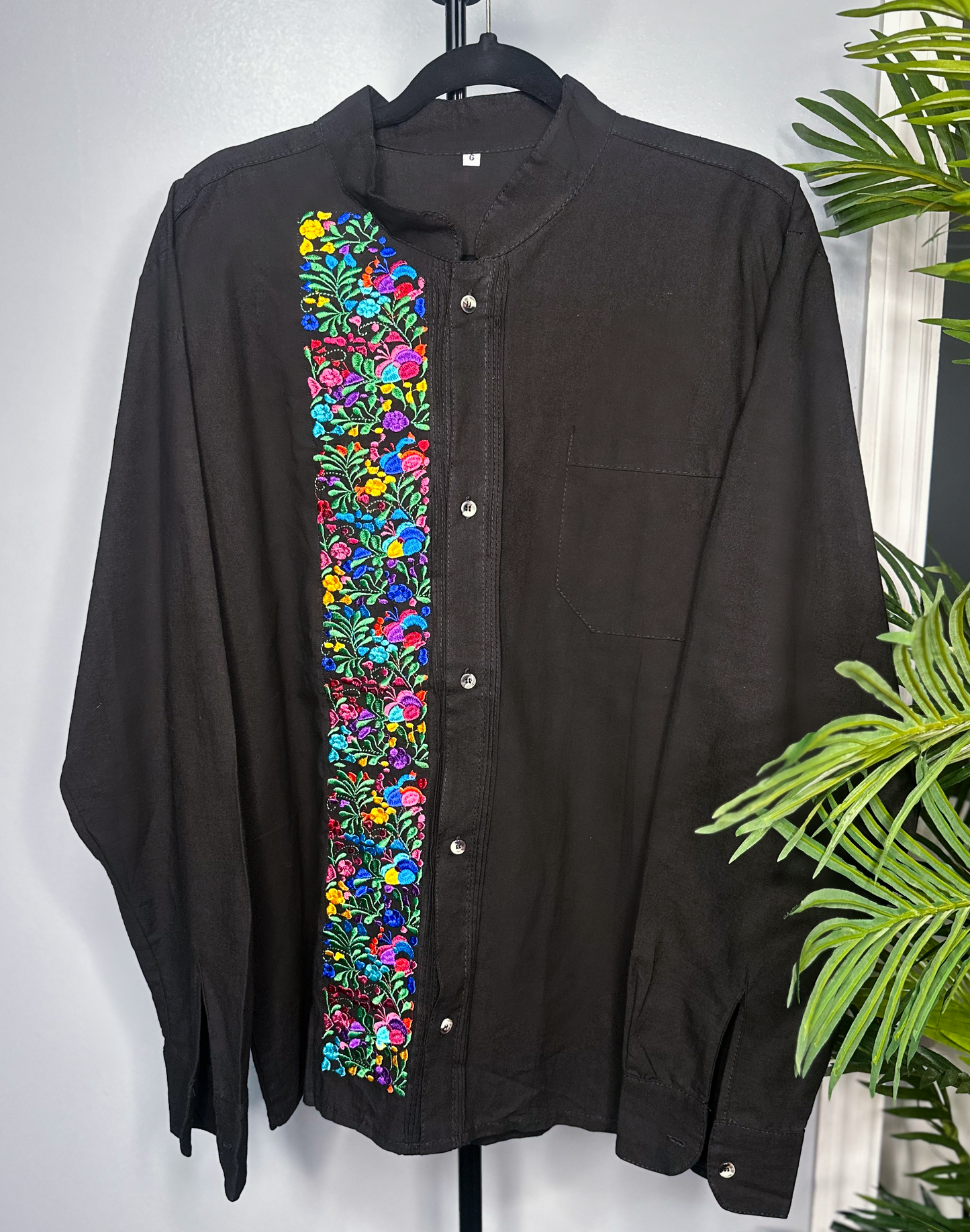 Guayabera Flores Manga large (black)