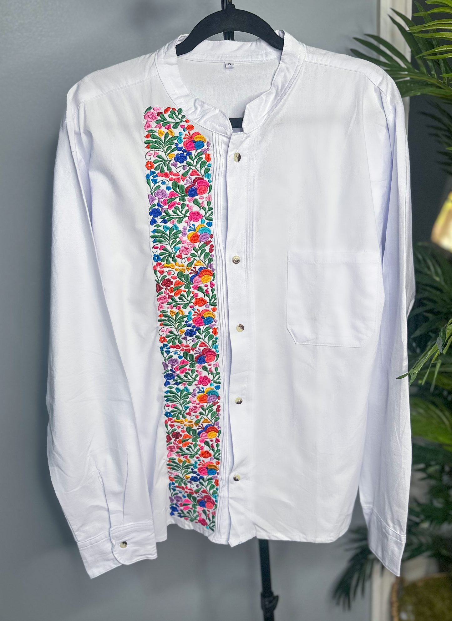 Guayabera Flores Manga large (white)