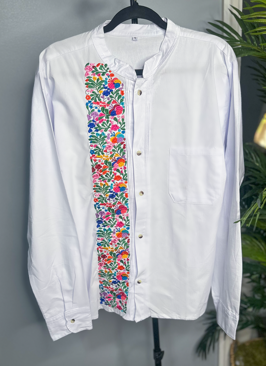 Guayabera Flores Manga large (white)
