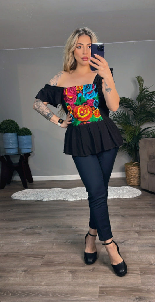 Blusa Olga Rosas (Negra)