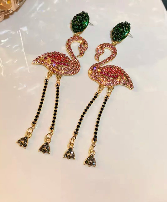 Crystal pink garza earrings
