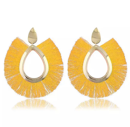 Yellow tassel earrings